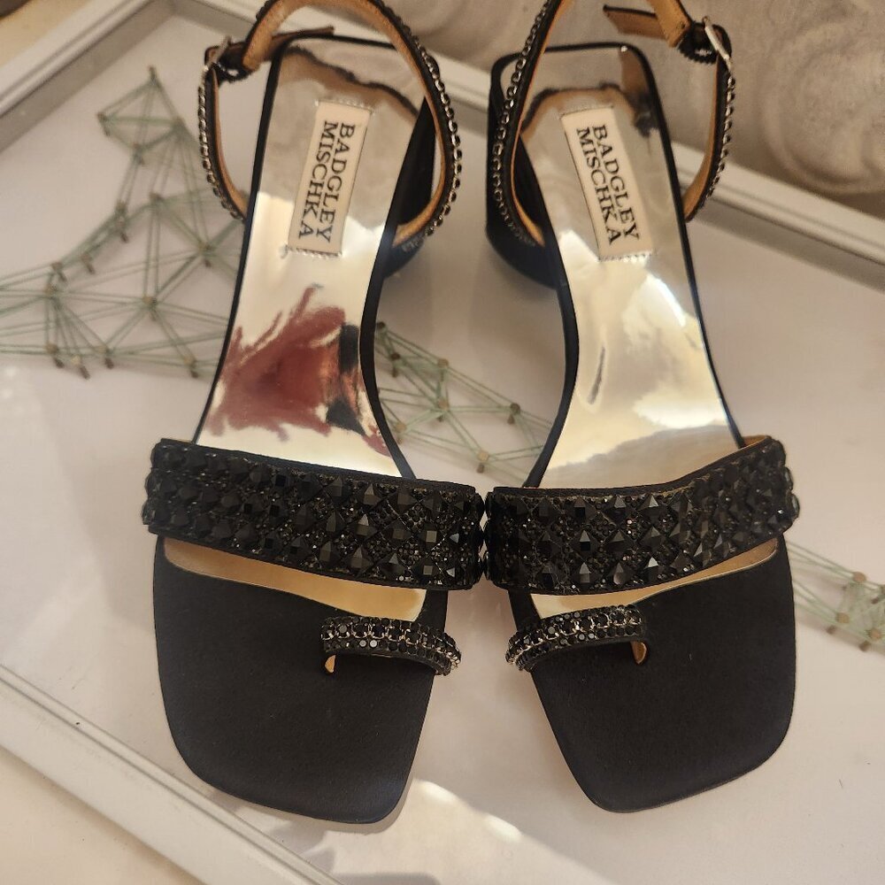 Badgley Mischka Black Embellished Heeled Sandals. NWT. Size 6